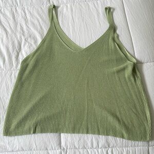 Green knit tank top